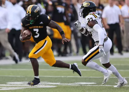 Southern Miss Golden Eagles running back Frank Gore Jr. ( 3)running against Grambling State. Saturday, Sept. 11, 2021  (Photo by Joe Harper/BigGold Photography)