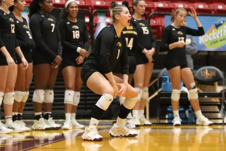 (1) Cara Atkinson celebrates against ULM