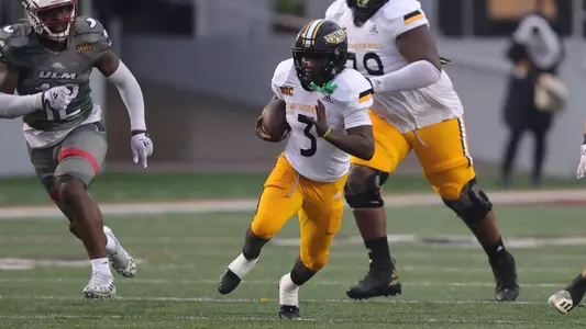 Southern Miss Golden Eagles running back Frank Gore Jr. (3) running downhill in a game between the Southern Miss Golden Eagles and the Louisiana Monroe Warhawks.
Saturday, November 26, 2022. (Joe Harper/bgnphoto.com)