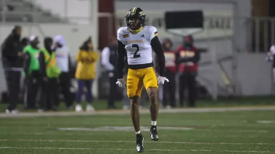 Southern Miss Golden Eagles defensive back Eric Scott Jr. (2) celebrates after a big tackle in a game between the Southern Miss Golden Eagles and the Louisiana Monroe Warhawks.
Saturday, November 26, 2022. (Joe Harper/bgnphoto.com)