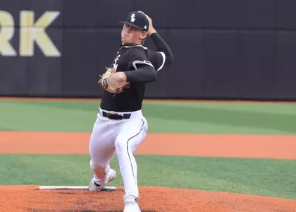 Southern Miss. pitcher Hurston Waldrep (2) throws a pitch in a game against North Alabama. Sunday, Feb 20, 2022  (Photo by Joe Harper/BigGold Photography)