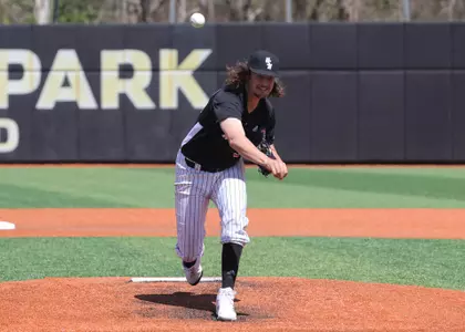 Southern Miss. pitcher Hunter Riggins (30) throws a pitch in a game against FAU. Saturday March 19, 2022 (Photo by Joe Harper/BigGold Photography)