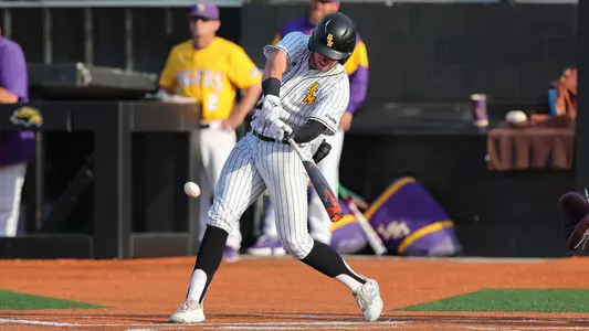 Southern Miss. outfielder Carson Paetow (37) gets a hit in a baseball game vs LSU (Photo by Joe Harper/bgnphoto.com)