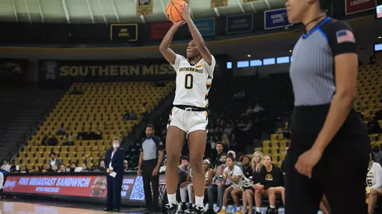 Southern Miss Lady Eagle Basketball action in a game between the Southern Miss Golden Eagles vs Akron Zips in the NCAA Basketball Game. November 09-11-2023.
(Joe Harper/bgnphoto.com)