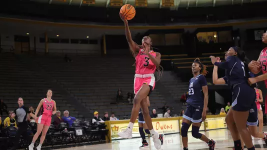 Southern Miss Lady Eagles guard Jacorriah Bracey (3) with a layup in a game between the Southern Miss Golden Eagles and the Old Dominion Monarchs . February 2, 2023 (Joe Harper/bgnphoto.com)