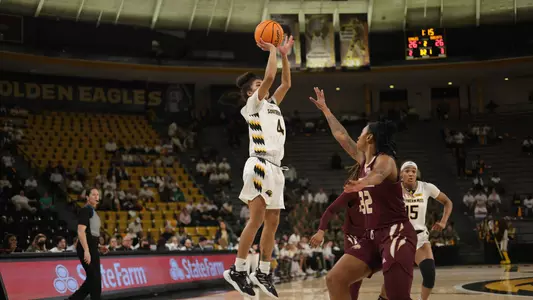 Southern Miss Lady Eagles guard Lani Cornfield (4) with a nice jump shot in a game between the Southern Miss Golden Eagles and the Texas State Bobcats . February 2, 2023 (Joe Harper/bgnphoto.com)