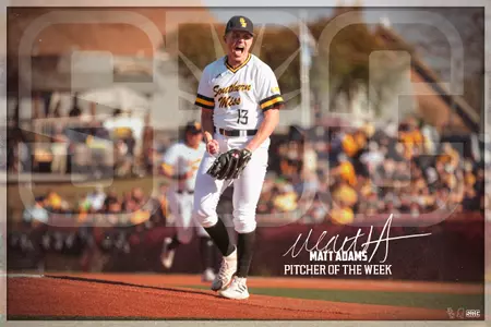 Matt Adams SBC Pitcher of the Week graphic - March 7, 2023