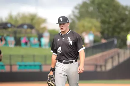Chase Adams Leaves the Mound After a 1-2-3 Inning Against Coastal Carolina