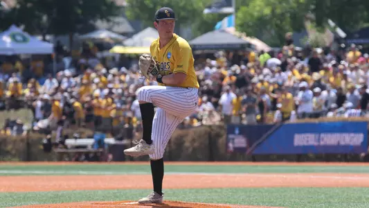 Southern Miss. pitcher Will Armistead (31) in his windup in a game between the Southern Miss Golden Eagles and Tennessee Volunteers in the NCAA Super Regional Tournament. June 10, 2023 (Joe Harper/bgnphoto.com)