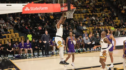 Southern Miss Golden Eagles guard Cobie Montgomery (10)with a dunk in a game between the Southern Miss Golden Eagles and the James Madison Dukes in a NCAA Women's Basketball game. January 01, 2024. (Joe Harper/bgnphoto.com)