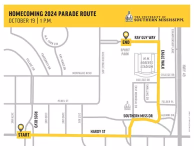 2024 Southern Miss Homecoming Parade Map (.jpg)