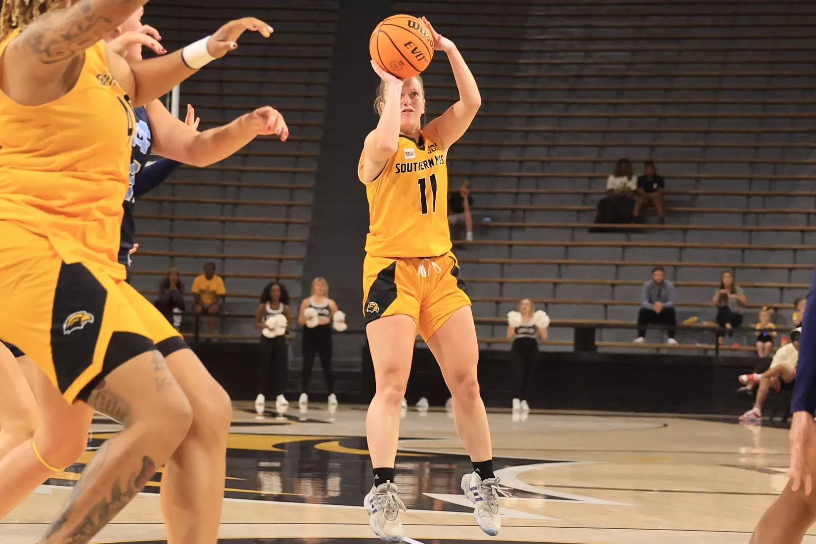 Women's basketball action in a NCAA basketball game between the Southern Miss Golden Eagles and Mississippi College Choctaws. October 30, 2024. (Joe Harper/bgnphoto.com)