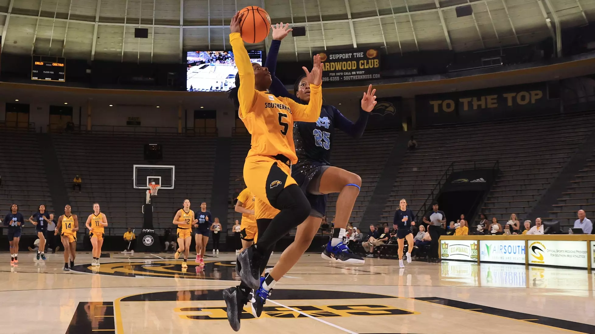 Women's basketball action in a NCAA basketball game between the Southern Miss Golden Eagles and Mississippi College Choctaws. October 30, 2024. (Joe Harper/bgnphoto.com)
