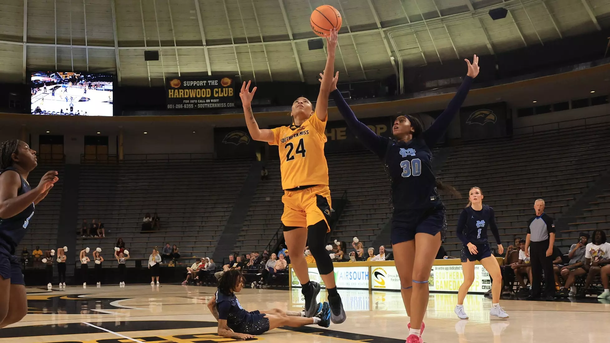 Women's basketball action in a NCAA basketball game between the Southern Miss Golden Eagles and Mississippi College Choctaws. October 30, 2024. (Joe Harper/bgnphoto.com)