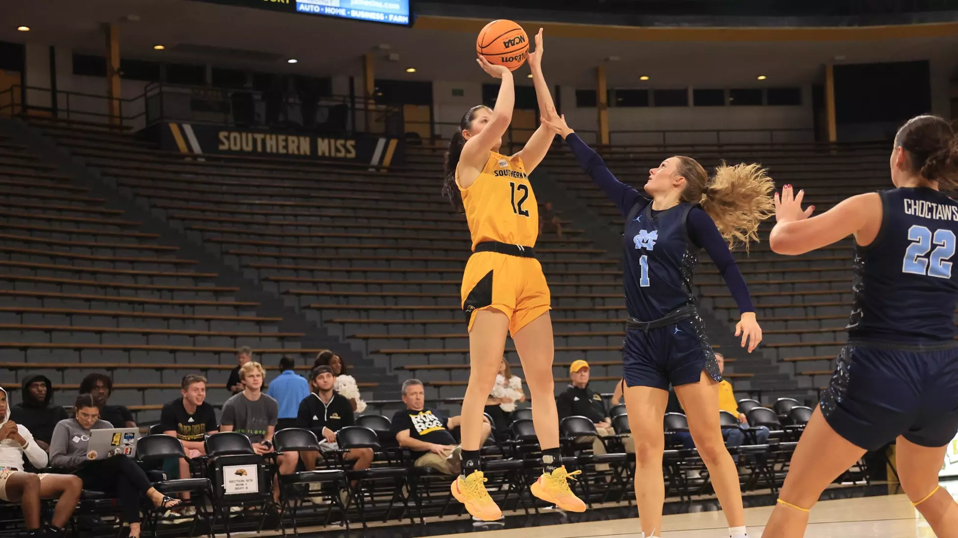 Women's basketball action in a NCAA basketball game between the Southern Miss Golden Eagles and Mississippi College Choctaws. October 30, 2024. (Joe Harper/bgnphoto.com)