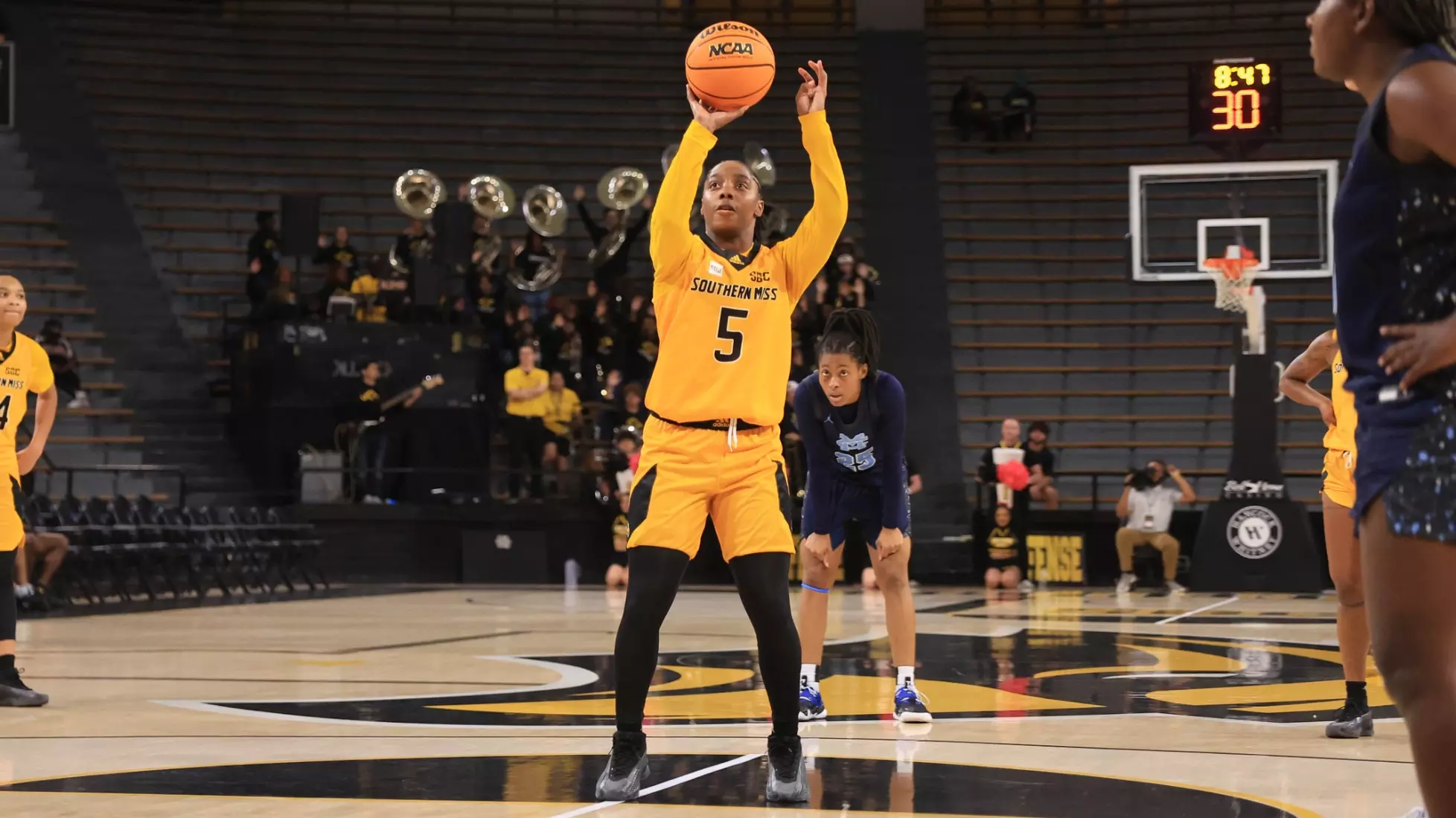 Women's basketball action in a NCAA basketball game between the Southern Miss Golden Eagles and Mississippi College Choctaws. October 30, 2024. (Joe Harper/bgnphoto.com)