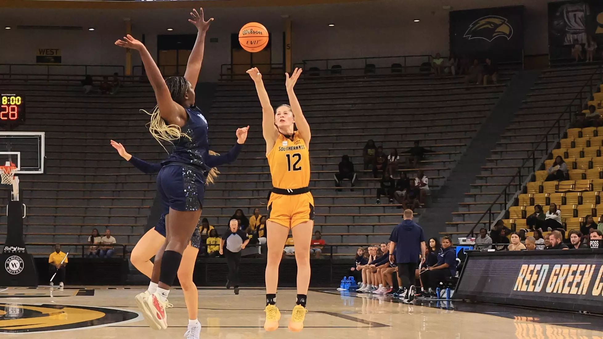 Women's basketball action in a NCAA basketball game between the Southern Miss Golden Eagles and Mississippi College Choctaws. October 30, 2024. (Joe Harper/bgnphoto.com)