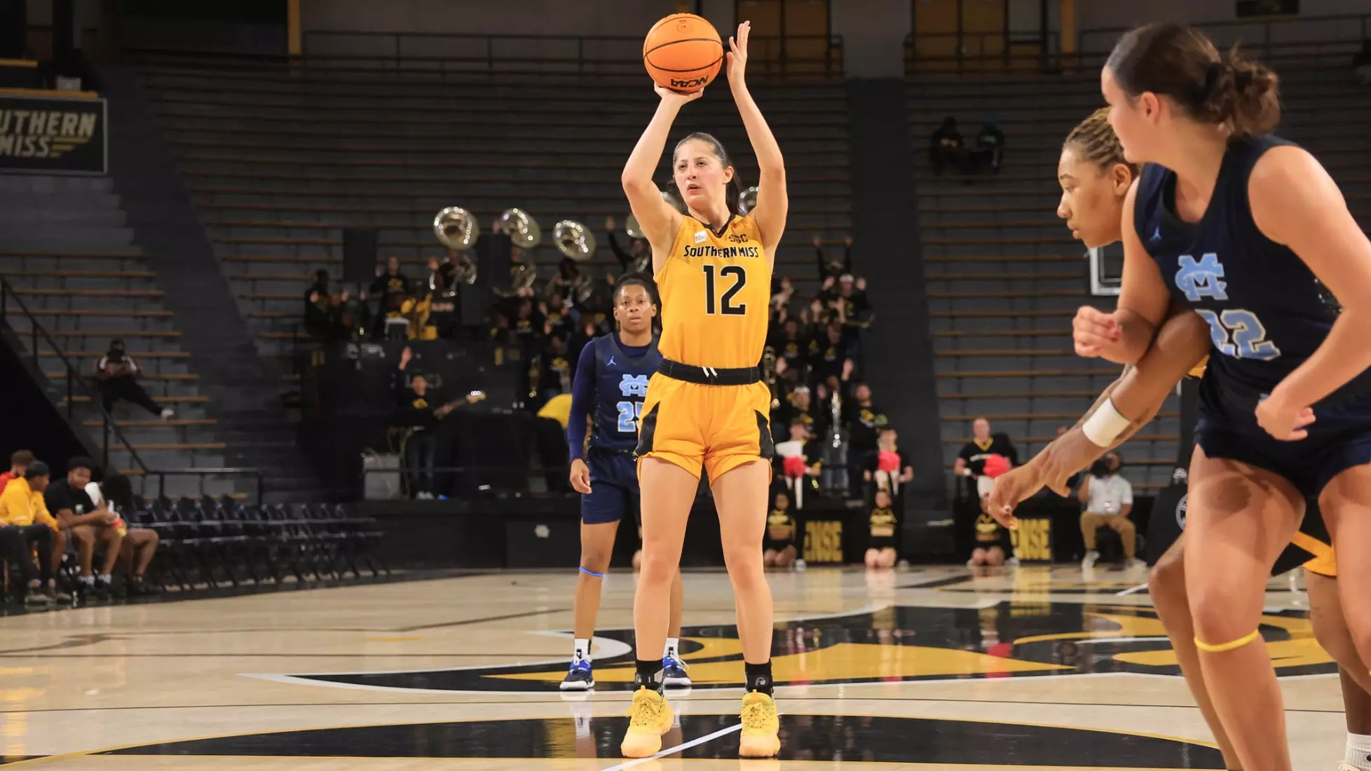 Women's basketball action in a NCAA basketball game between the Southern Miss Golden Eagles and Mississippi College Choctaws. October 30, 2024. (Joe Harper/bgnphoto.com)