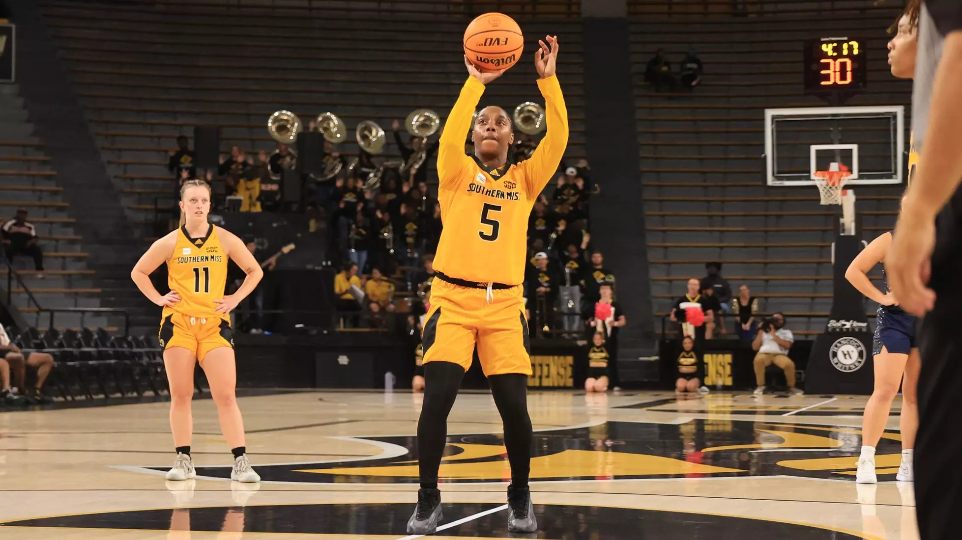 Women's basketball action in a NCAA basketball game between the Southern Miss Golden Eagles and Mississippi College Choctaws. October 30, 2024. (Joe Harper/bgnphoto.com)