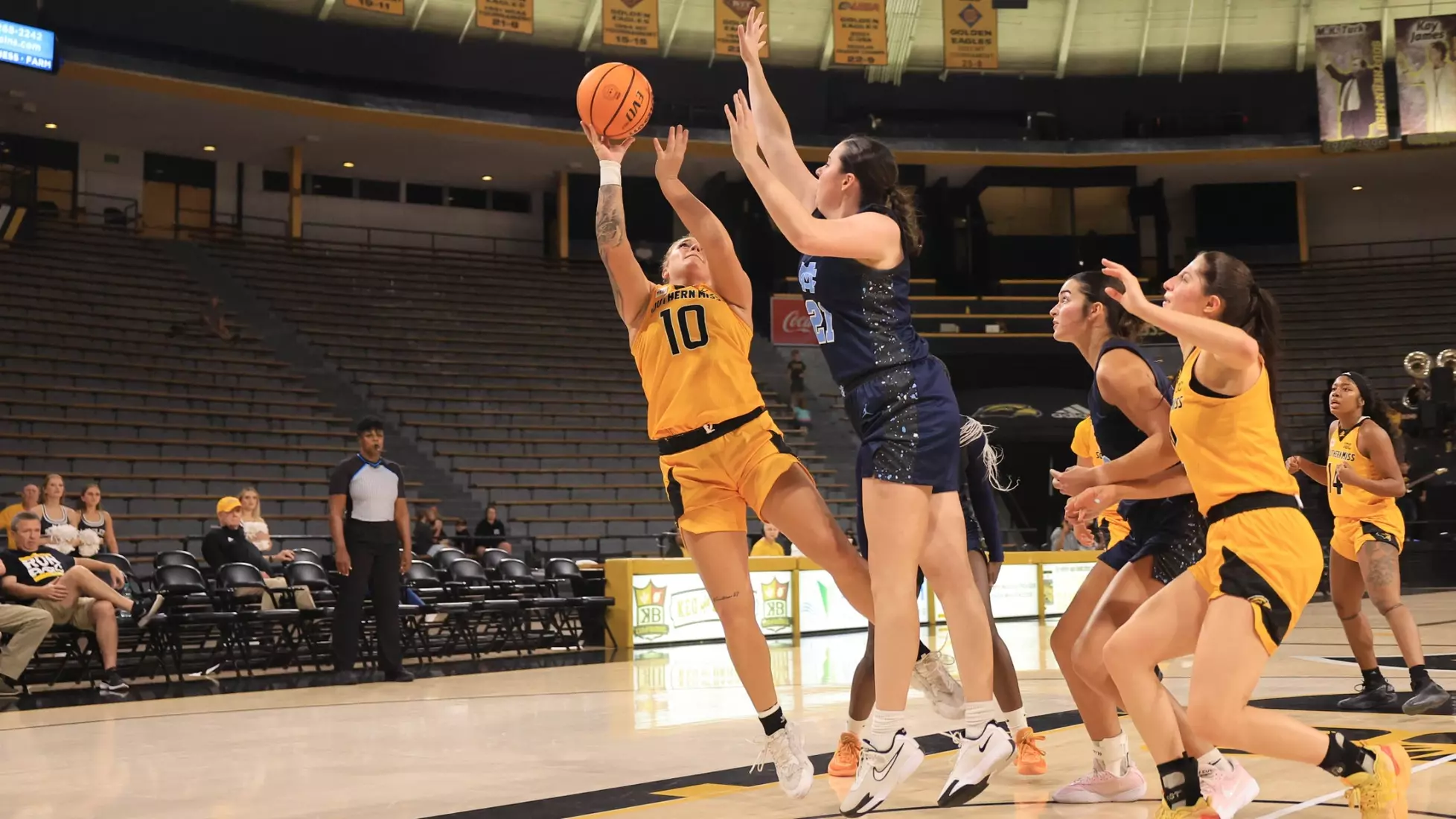 Women's basketball action in a NCAA basketball game between the Southern Miss Golden Eagles and Mississippi College Choctaws. October 30, 2024. (Joe Harper/bgnphoto.com)