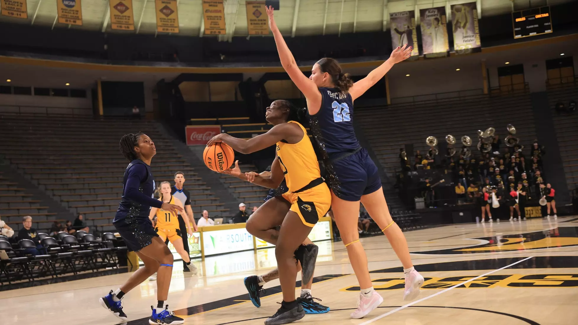 Women's basketball action in a NCAA basketball game between the Southern Miss Golden Eagles and Mississippi College Choctaws. October 30, 2024. (Joe Harper/bgnphoto.com)