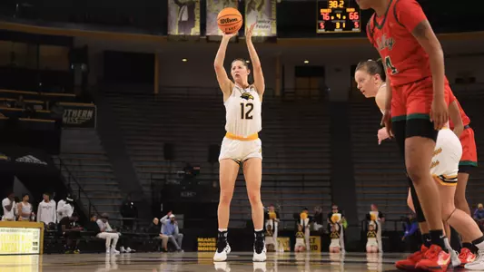 Southern Miss Lady Eagles guard Morgan Sieper (12) shoots a free throw In a game between the Southern Miss Golden Eagles and the Mississippi Valley State in a NCAA Women’s basketball game. November 23, 2024 (Joe Harper/bgnphoto.com)