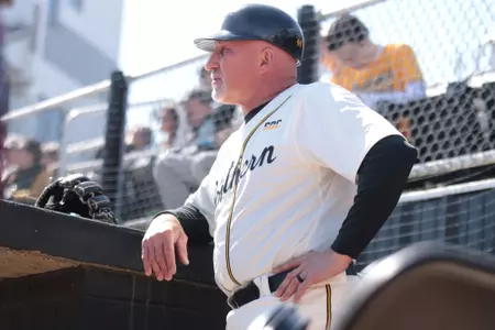 Scott Berry in his Script Southern uniform in the Pete Taylor Park dugout