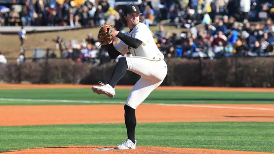 Southern Miss. pitcher JB Middleton (18) in his windup in a game between the Southern Miss Golden Eagles and the Marist Red Fox in a NCAA Baseball game. February 18, 2024. (Joe Harper/bgnphoto.com)