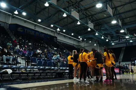Lady Eagles huddle against Georgia Southern - 020724