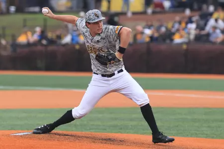 Southern Miss. pitcher Will Armistead (31) throws a pitch in a game between the Southern Miss Golden Eagles and the Marshall Thundering Herd in a NCAA Baseball game. March 17 , 2024. (Joe Harper/bgnphoto.com)