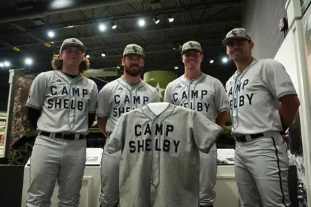 BSB players at Camp Shelby with commemorative jersey