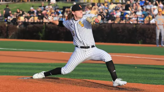 Southern Miss. pitcher Billy Oldham (21)throws a pitch in a NCAA Baseball game between the Southern Miss Golden Eagles and the Louisiana Monroe Warhawks. April 19, 2024. (Joe Harper/bgnphoto.com)