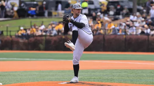 Southern Miss. pitcher Niko Mazza (23) in his windup in a NCAA Baseball game between the Southern Miss Golden Eagles and the Louisiana Monroe Warhawks. April 21,024. (Joe Harper/bgnphoto.com)