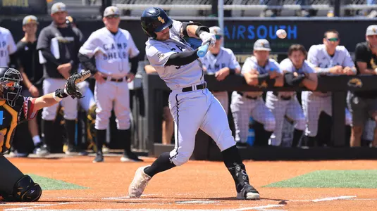 Southern Miss. outfielder Billy Butler (35) with a base hit in a NCAA Baseball game between the Southern Miss Golden Eagles and the Louisiana Monroe Warhawks. April 21,024. (Joe Harper/bgnphoto.com)