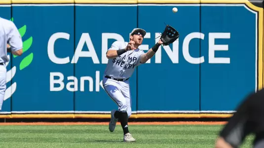 Southern Miss. outfielder Slade Wilks (7) makes a catch in right field in a NCAA Baseball game between the Southern Miss Golden Eagles and the Louisiana Monroe Warhawks. April 21,024. (Joe Harper/bgnphoto.com)