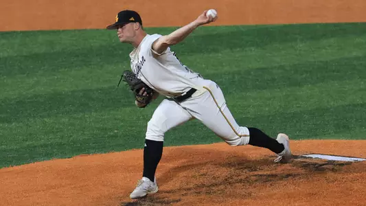 Southern Miss. pitcher Kros Sivley (12) throws a pitch in a game between the Southern Miss Golden Eagles and the Southeastern Louisiana Lions in a NCAA Baseball game. April 9, 2024. (Joe Harper/bgnphoto.com)