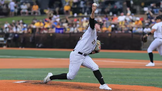 Southern Miss. pitcher Billy Oldham (21) throws a pitch in a NCAA Baseball game between the Southern Miss Golden Eagles and the Texas State Bobcats. May 16, 2024. (Joe Harper/bgnphoto.com)
