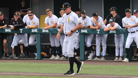 Southern Miss head coach Christian Ostrander heads out to the mound for a visit in a NCAA Regional Baseball game between the Southern Miss Golden Eagles and the Indiana . May 31, 2024. (Joe Harper/bgnphoto.com)