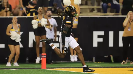 Southern Miss Golden Eagles safety Dylan Lawrence (6) with a pick 6 in a NCAA football game between the Southern Miss Golden Eagles and thhe Southeastern Louisiana. September 7, 2024. (Joe Harper/bgnphoto.com)