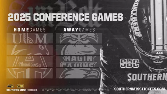 2025 Southern Miss Sun Belt Conference Opponent graphic