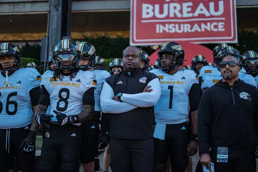 Charles Huff waits to take the field against Arkansas State