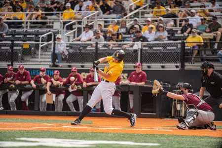 Jake Cook (2) batting against Lafayette in Game two of a double-header on February 15th at Pete Taylor Park.