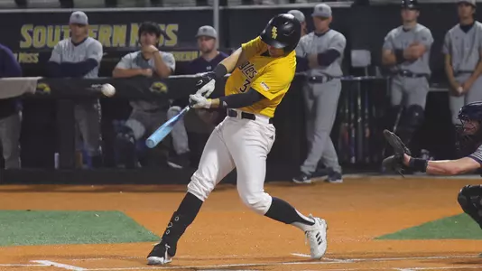 Southern Miss. outfielder Carson Paetow (37) hits a home run in a game between the Southern Miss Golden Eagles and Old Dominion in the NCAA baseball game. March 15, 2025 (Joe Harper/bgnphoto.com)