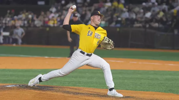 Southern Miss. pitcher Colby Allen (6) throws a pitch in a game between the Southern Miss Golden Eagles and Old Dominion in the NCAA baseball game. March 15, 2025 (Joe Harper/bgnphoto.com)
