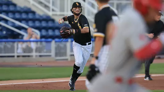 Southern Miss. infielder Seth Smith (3) throws the ball to first base in a game between the Southern Miss Golden Eagles and Nicholls in the NCAA baseball game. March 25, 2025 (Joe Harper/bgnphoto.com)
