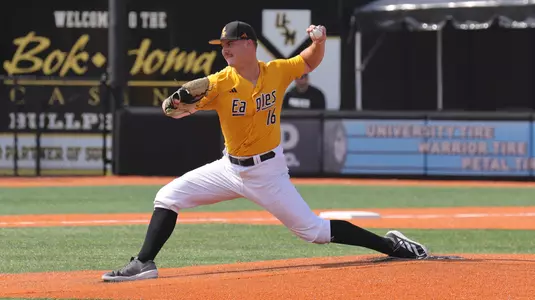 Southern Miss. pitcher Grayden Harris (16) throws a pitch in a game  between the Southern Miss Golden Eagles and South Alabama in the NCAA  baseball game.  March 30, 2025 (Joe Harper/bgnphoto.com)