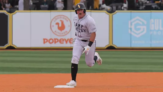 Southern Miss. infielder Matthew Russo (19) touches them all after the walk off home run in a game  between the Southern Miss Golden Eagles and UNC Wilmington in the NCAA  baseball game.  March 08, 2025 (Joe Harper/bgnphoto.com)