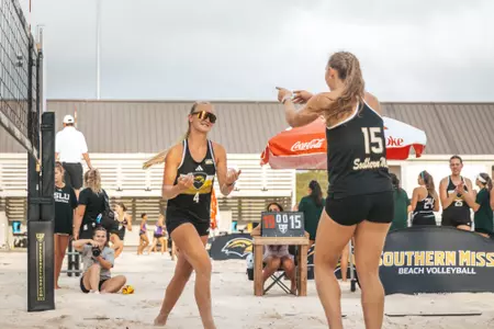 Laurel Dennis and Sadie McAda celebrate