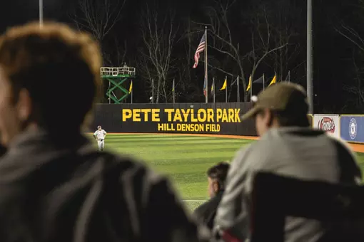 Pete Taylor Park sign from stands