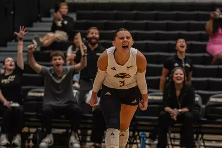Sunni Sheppard (3) Celebrates a point scored against ULM on September 25, 2025